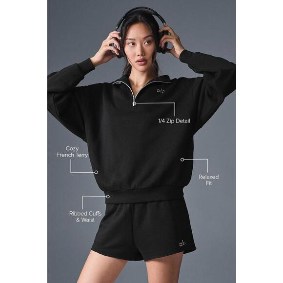 Other - $148 Alo Yoga Accolade 1/4 Zip Pullover Black Size S NWOT Men’s Women's Unisex